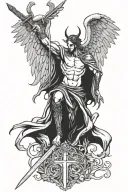 lucifer fallen angel holding a sword tattoo design idea