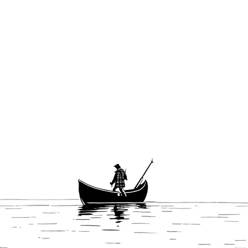 a man in a kilt on a row boat to Skye  tattoo design idea