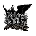 "Walking & Talking" train tracks and angel wings tattoo design idea
