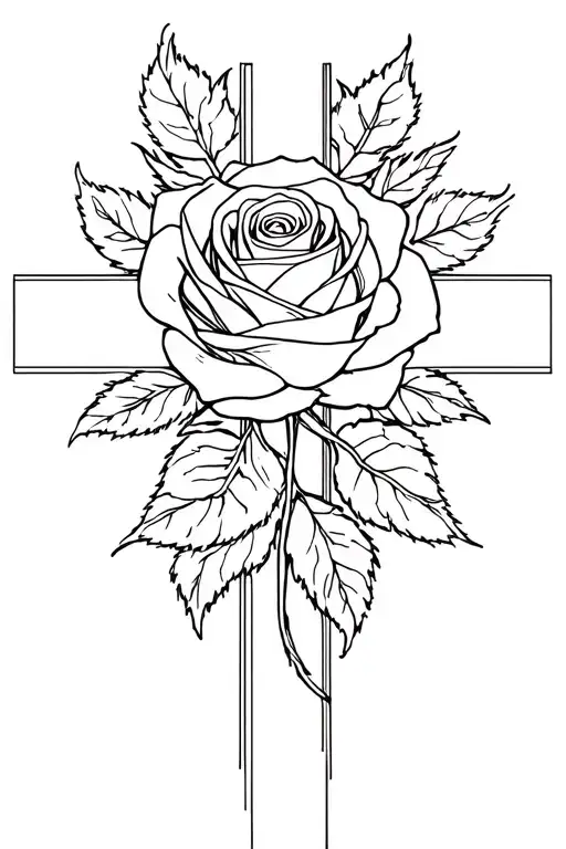 rose inside a cross tattoo template tattoo design idea