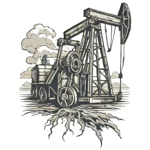 longhorn oilfield pump jack tattoo design idea