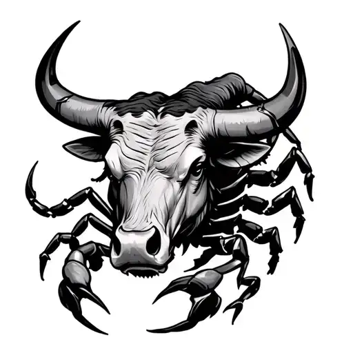 a bulls head mashed with a scorpion surrounded tattoo design idea