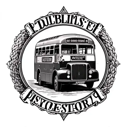 dublin bus logo with wool texture tattoo design idea