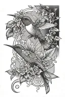 Vine with humming bird sitting tattoo design idea