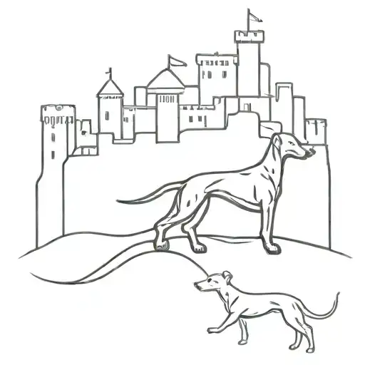 castle and a greyhound tattoo design idea