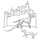 castle and a greyhound tattoo design idea