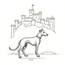 castle and a greyhound tattoo design idea