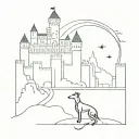 castle and a greyhound tattoo design idea