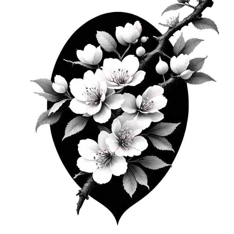 cherry blossom branch tattoo design idea