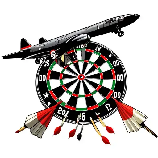 Lancaster bomber dropping darts on dartboard tattoo design idea