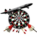 Lancaster bomber dropping darts on dartboard tattoo design idea