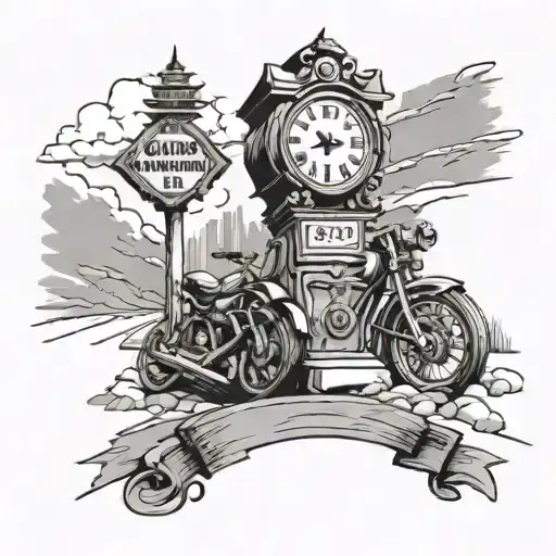 t road with street sign ne 51st terrace and a clock  tattoo design idea