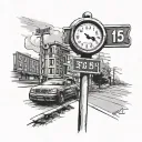 t road with street sign ne 51st terrace and a clock  tattoo design idea