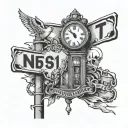 t road with street sign ne 51st terrace and a clock  tattoo design idea