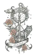 moon wolf king queen hourglass diamonds anchor strength true love soul mates puzzle pieces rain beast and beauty rose  tattoo design idea