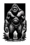 bigfoot figure emerging tattoo design idea