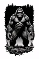 bigfoot figure emerging tattoo design idea