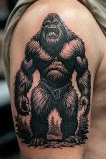 bigfoot figure emerging tattoo design idea