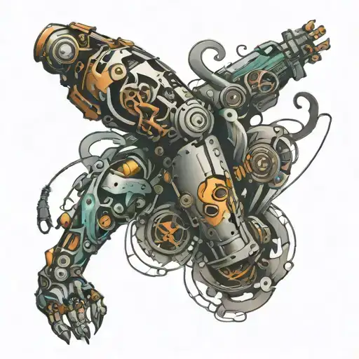 robotic leg sleeve tattoo design idea
