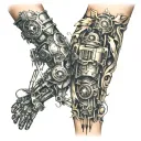 robotic leg sleeve tattoo design idea