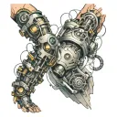 robotic leg sleeve tattoo design idea