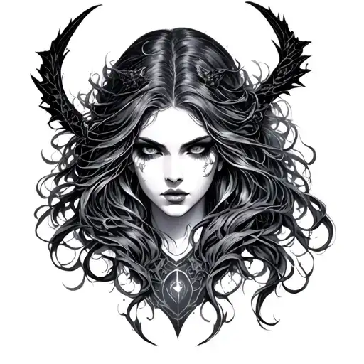 sleep token and Lilith Diablo 4 tattoo design idea