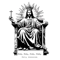 "Holy, Holy, Holy"  Christ sitting on his throne in heaven and dressed like a king. he is shining brighter than the sun.  tattoo design idea