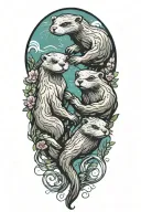fantasy themed tattoo design featuring two otters holding hands tattoo design idea