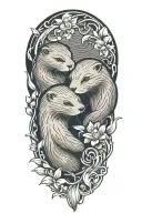 fantasy themed tattoo design featuring two otters holding hands tattoo design idea