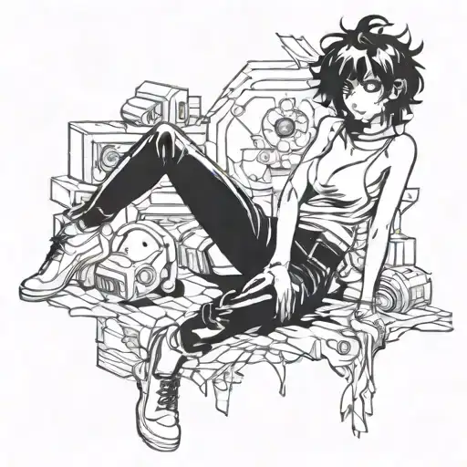 Faye Valentine Cowboy Bebop full body tattoo design idea