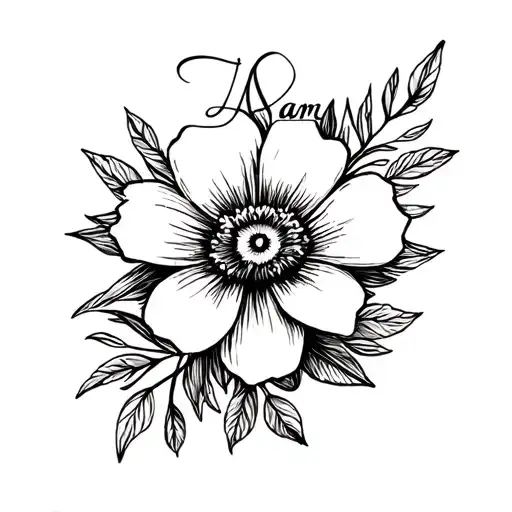 Naomi name written into a flower surrounded tattoo design idea