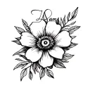 Naomi name written into a flower surrounded tattoo design idea
