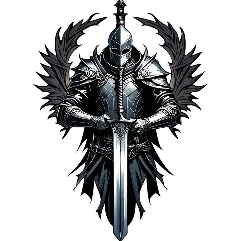 A knight from Dark Souls wielding a unique sword tattoo design idea