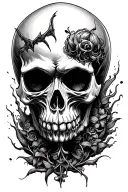 sinister creepy skull including one direction band tattoo design idea