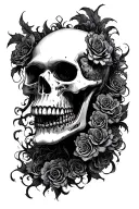 sinister creepy skull including one direction band tattoo design idea