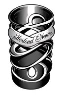 Infinity band with names written tattoo design idea