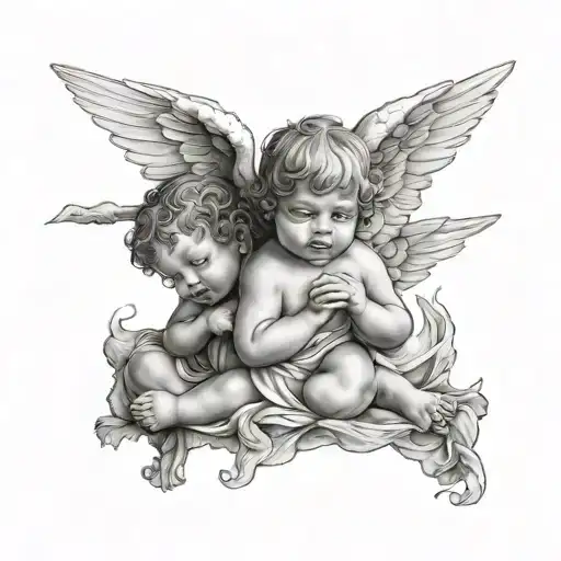 3 Baby Angels tattoo design idea