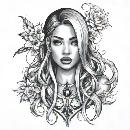 my name is aya la vrai my signe is virgo i love rap music i have big lips hodded eyes sharp jaw line straight hair tattoo design idea