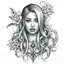 my name is aya la vrai my signe is virgo i love rap music i have big lips hodded eyes sharp jaw line straight hair tattoo design idea