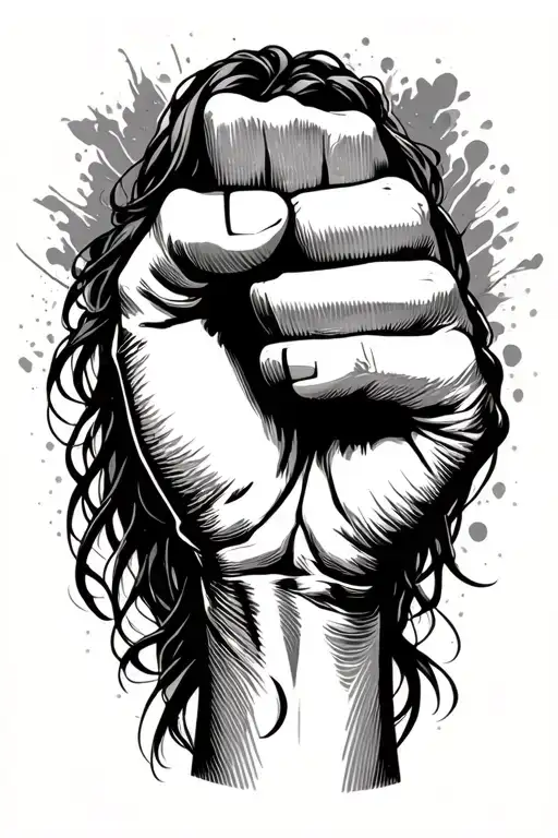 female fist raised you in the dark tattoo design idea