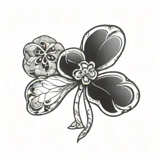 Cancer zodiac sign with three-leaf clover tattoo design idea