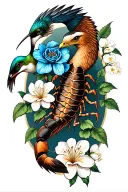 japanese, scorpion, Lilly of the valley, brown big hawk, skull, japanese cherry blossom, blue roses, hummingbird tattoo design idea
