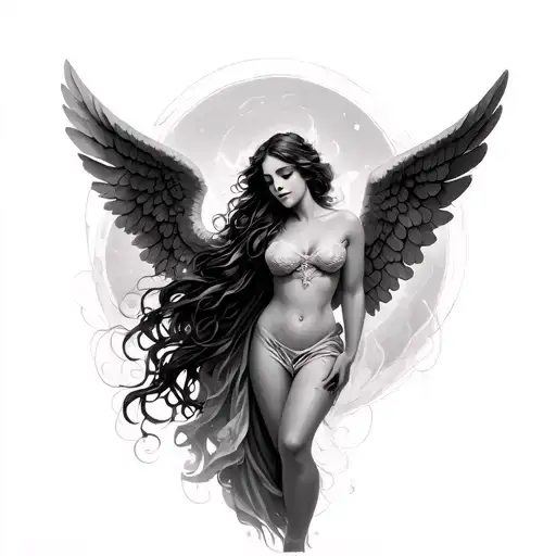Feminine Angel tattoo design idea