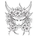oni mask wrapped in flowers tattoo design idea
