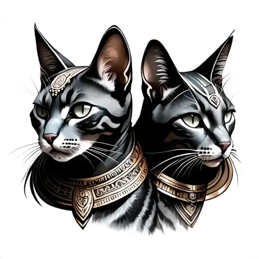 bastet and sekhmet as cat women goddesses fierce tattoo design idea