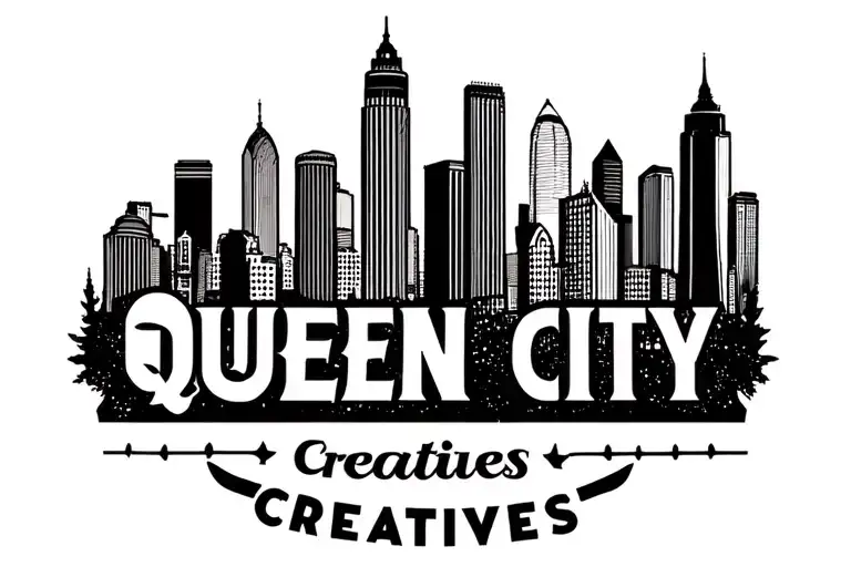 Queen City Creatives logo city skyline tattoo design idea