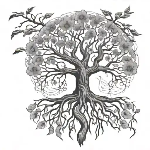 tree of life with the tree bark being a dna strand and the roots spelling TERRY tattoo design idea
