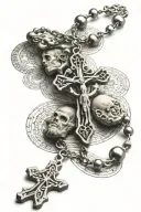 religious symbol, saints, prayers, rosary beads tattoo design idea