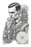 alan turing and turing machine tattoo design idea