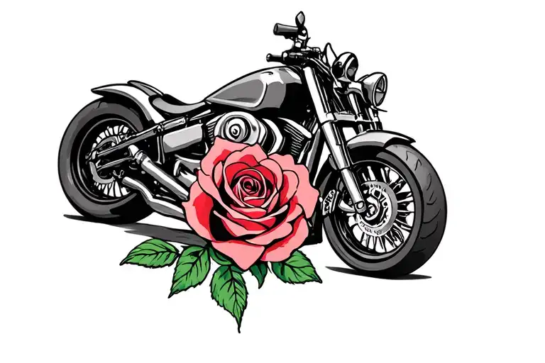 Ride or Die motorcycle roses intertwined tattoo design idea